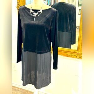 J.Jill long velvet and sheer panel tunic top Sz med Goth witchy dark academia